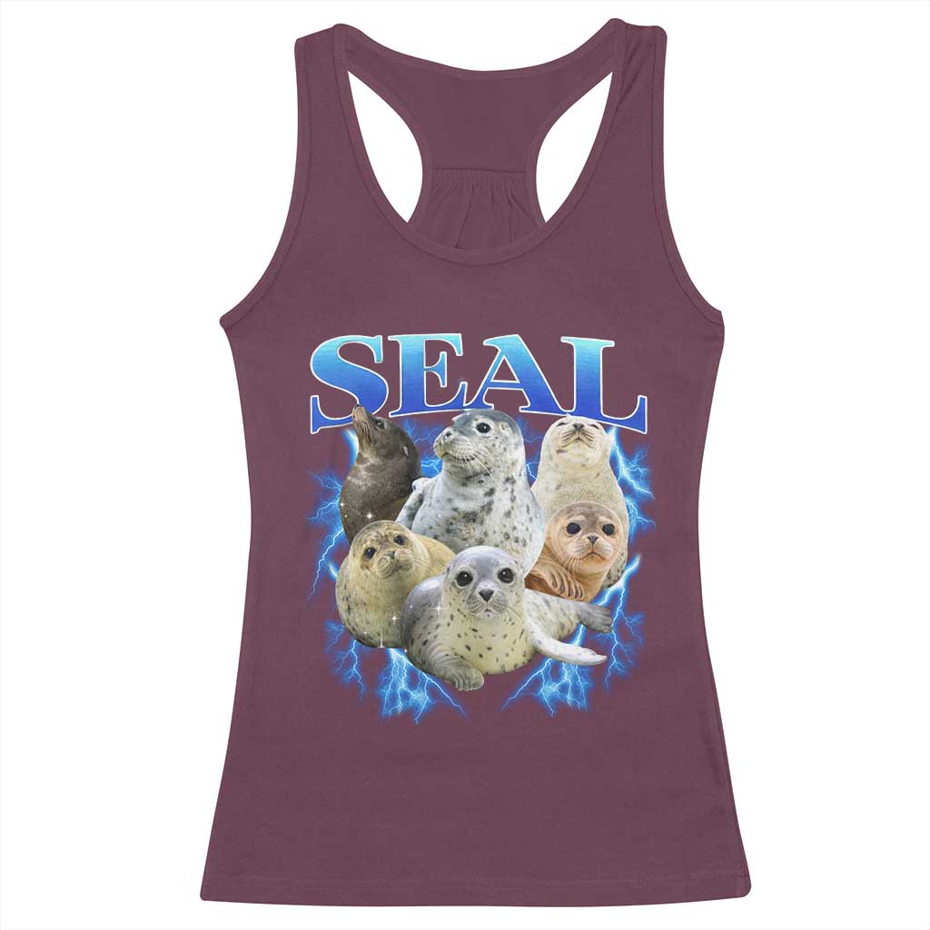 Baby Seals Racerback Tank Top Retro Sea Dog Bootleg Vintage Graphic 90s TS10 Maroon Print Your Wear