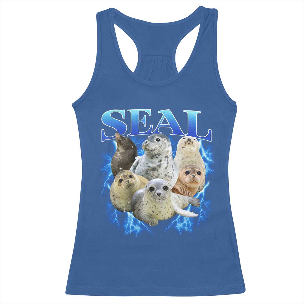 Baby Seals Racerback Tank Top Retro Sea Dog Bootleg Vintage Graphic 90s TS10 Royal Blue Print Your Wear