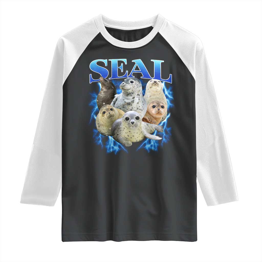 Baby Seals Raglan Shirt Retro Sea Dog Bootleg Vintage Graphic 90s TS10 Black White Print Your Wear