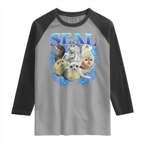 Baby Seals Raglan Shirt Retro Sea Dog Bootleg Vintage Graphic 90s TS10 Sport Gray Black Print Your Wear