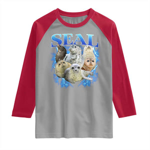Baby Seals Raglan Shirt Retro Sea Dog Bootleg Vintage Graphic 90s TS10 Sport Gray Red Print Your Wear