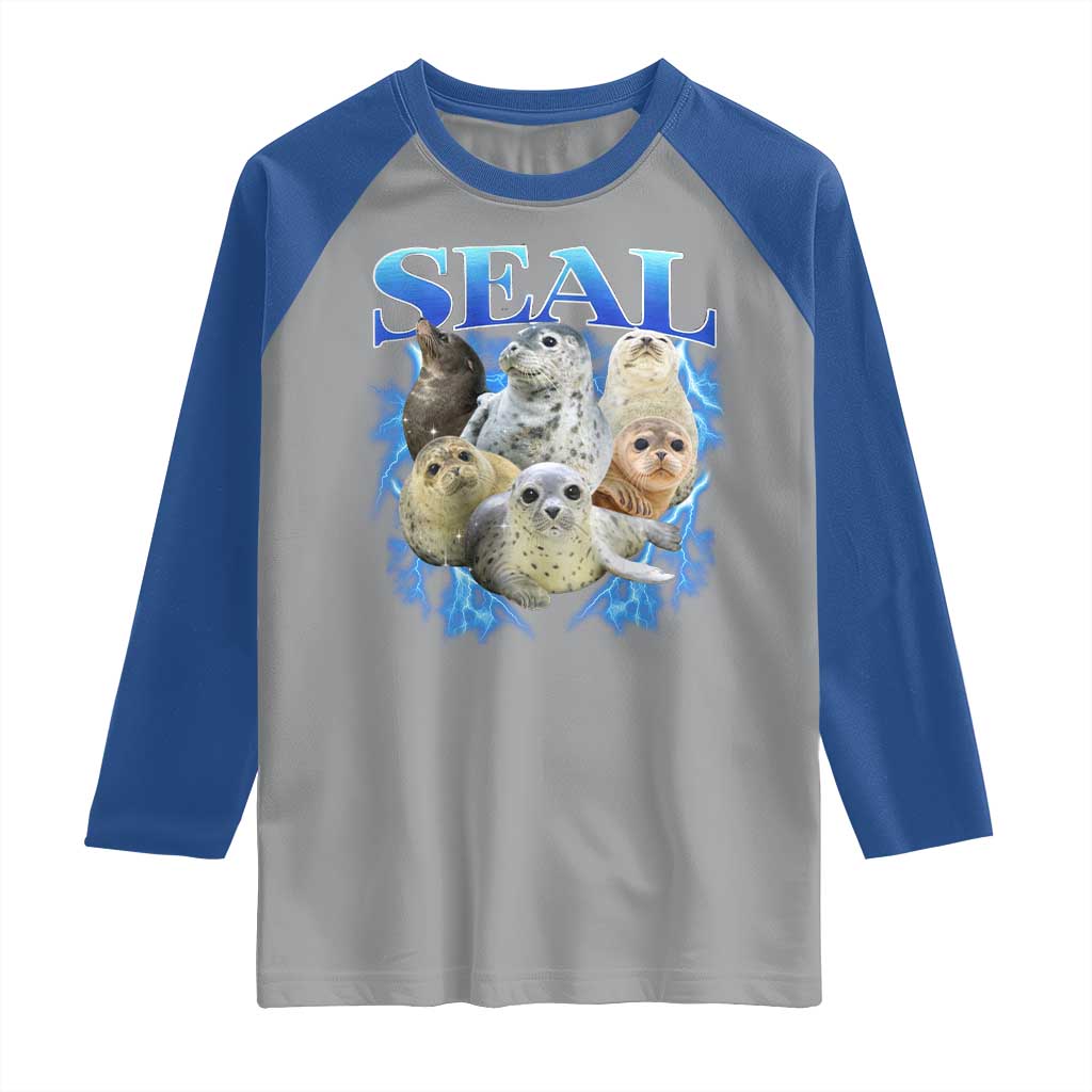 Baby Seals Raglan Shirt Retro Sea Dog Bootleg Vintage Graphic 90s TS10 Sport Gray Royal Print Your Wear