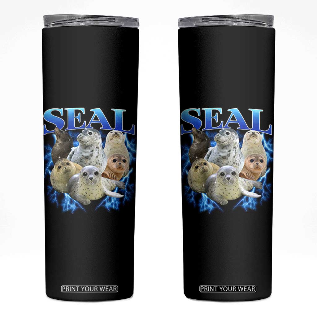 Baby Seals Skinny Tumbler Retro Sea Dog Bootleg Vintage Graphic 90s TS10 Black Print Your Wear