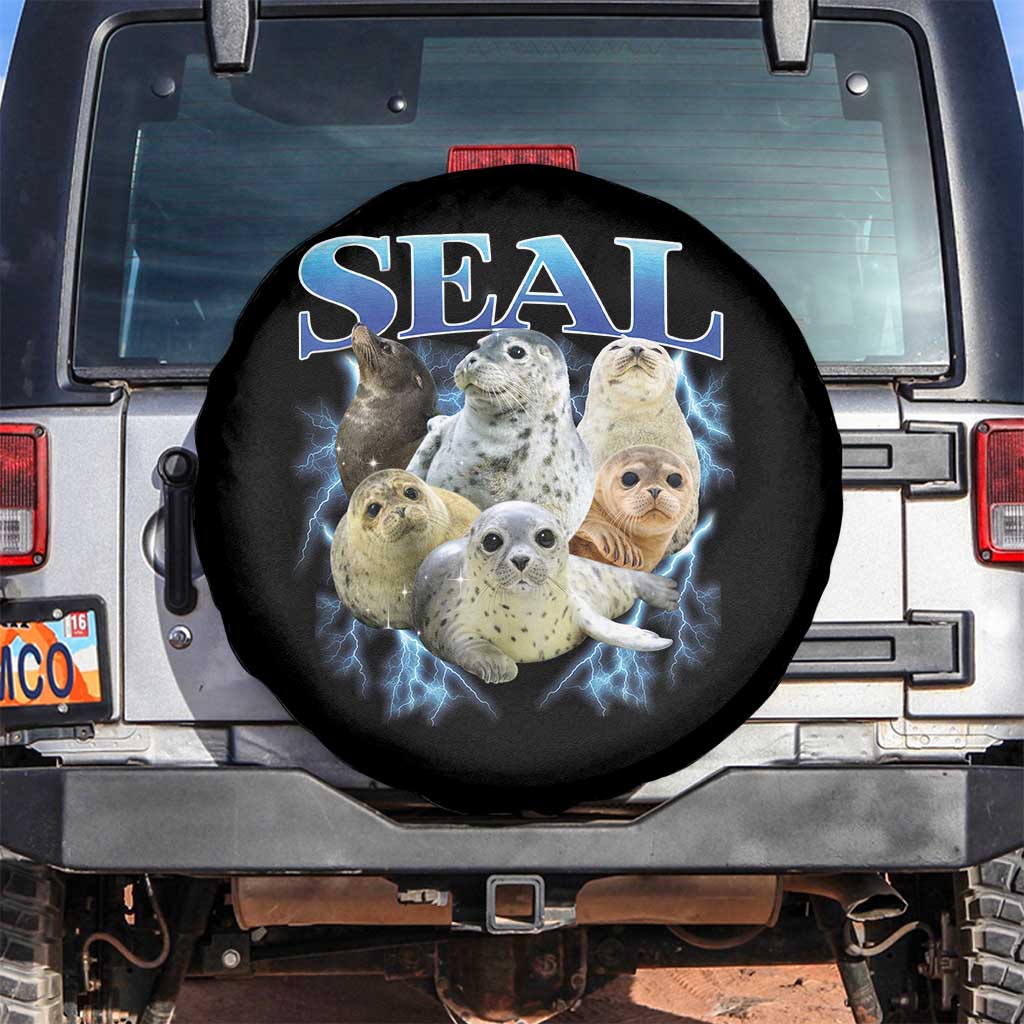 Baby Seals Spare Tire Cover Retro Sea Dog Bootleg Vintage Graphic 90s TS10 No hole Black Print Your Wear