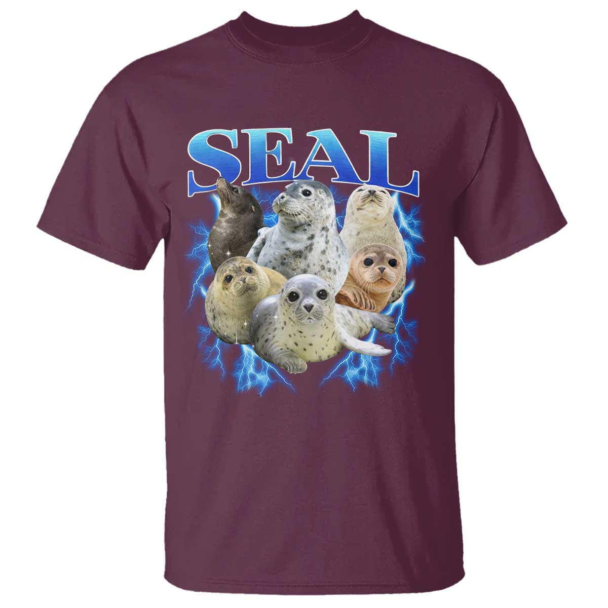 Baby Seals T Shirt Retro Sea Dog Bootleg Vintage Graphic 90s TS10 Maroon Print Your Wear