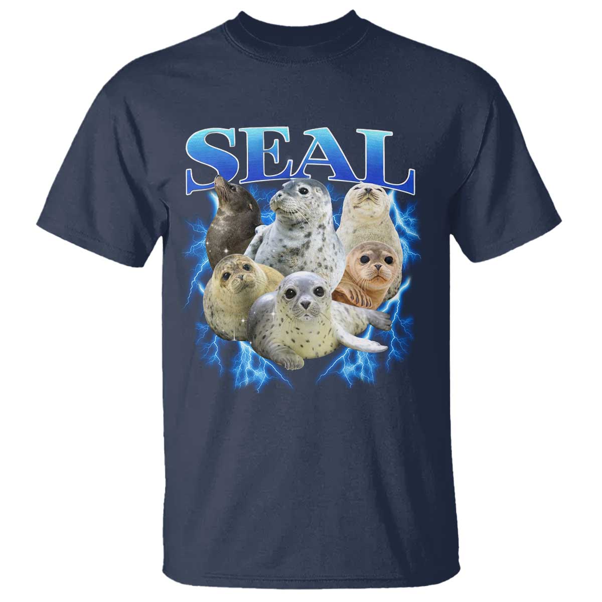 Baby Seals T Shirt Retro Sea Dog Bootleg Vintage Graphic 90s TS10 Navy Print Your Wear