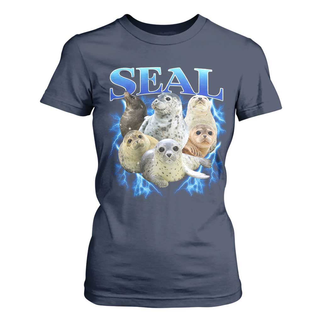 Baby Seals T Shirt For Women Retro Sea Dog Bootleg Vintage Graphic 90s TS10 Navy Print Your Wear