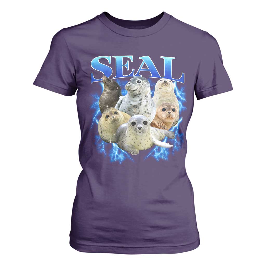 Baby Seals T Shirt For Women Retro Sea Dog Bootleg Vintage Graphic 90s TS10 Purple Print Your Wear