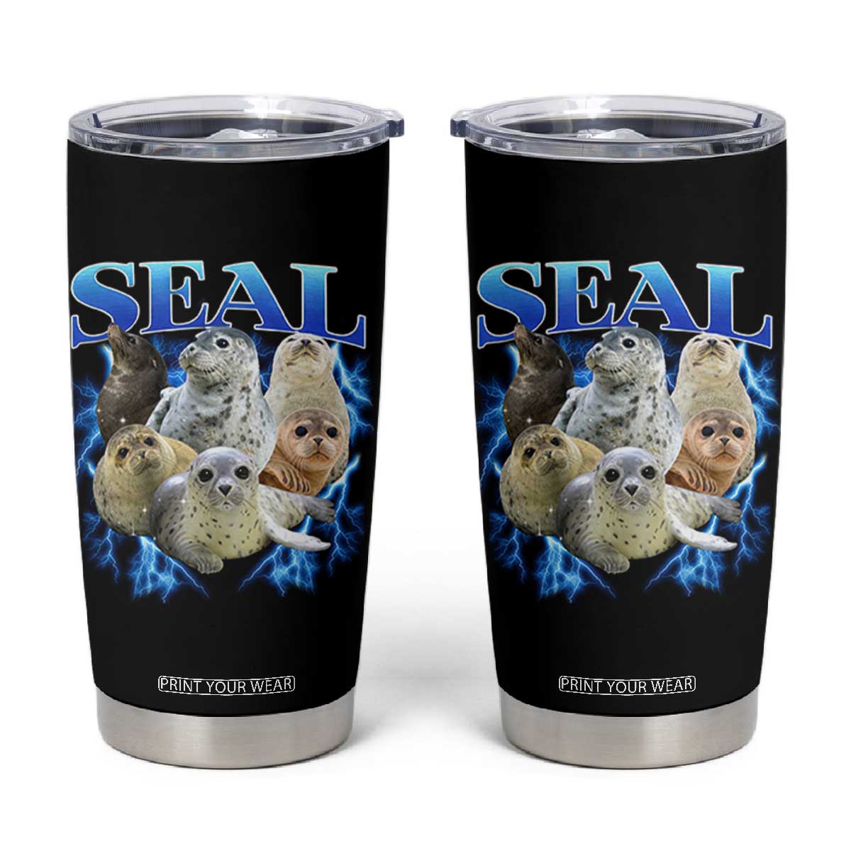 Baby Seals Tumbler Cup Retro Sea Dog Bootleg Vintage Graphic 90s TS10 Black Print Your Wear