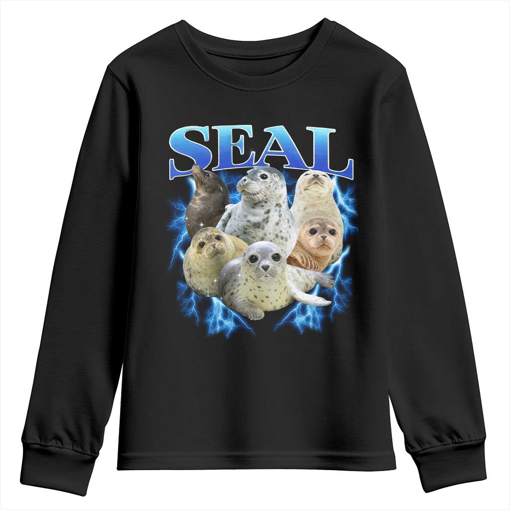 Baby Seals Youth Sweatshirt Retro Sea Dog Bootleg Vintage Graphic 90s TS10 Black Print Your Wear