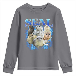 Baby Seals Youth Sweatshirt Retro Sea Dog Bootleg Vintage Graphic 90s TS10 Charcoal Print Your Wear