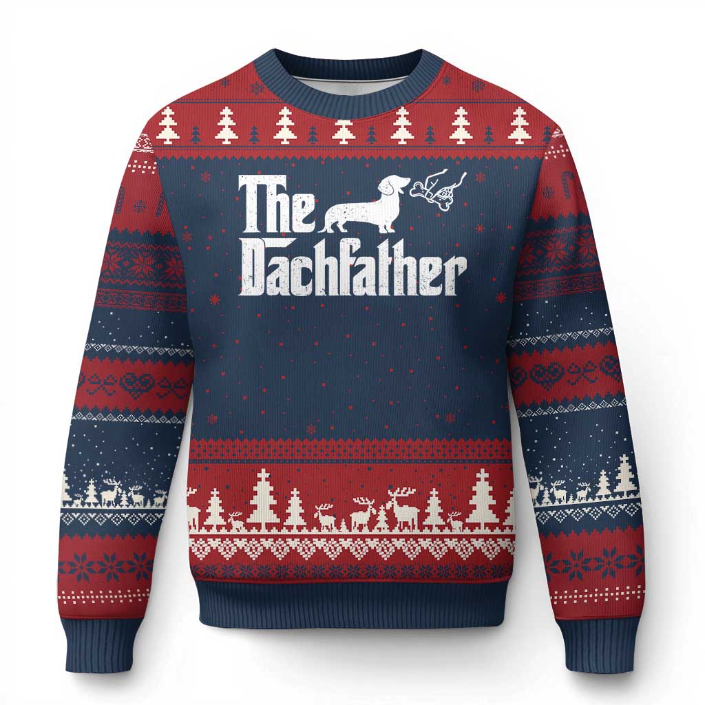 Funny Wiener Dog Dad Ugly Christmas Sweater The Dachshund Fathers Day Gifts For Dog Lovers TS10 Navy Red Print Your Wear