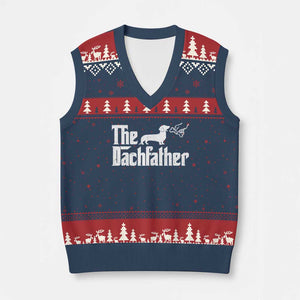 Funny Wiener Dog Dad V-Neck Knit Sweater Vest The Dachshund Fathers Day Gifts For Dog Lovers TS10 Navy Red Print Your Wear