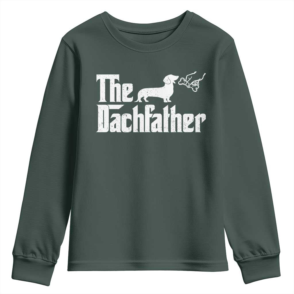 Funny Wiener Dog Dad Youth Sweatshirt The Dachshund Fathers Day Gifts For Dog Lovers TS10 Dark Forest Green Print Your Wear