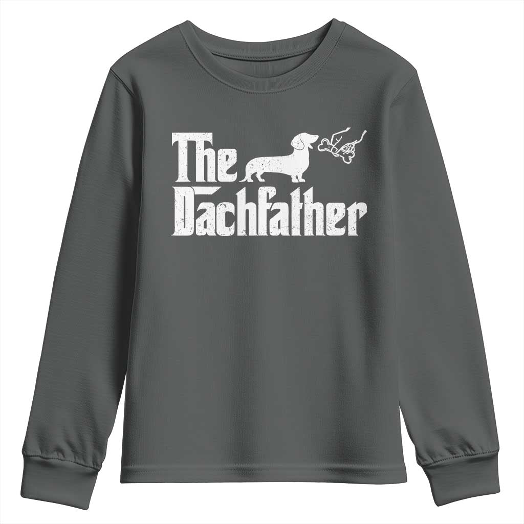 Funny Wiener Dog Dad Youth Sweatshirt The Dachshund Fathers Day Gifts For Dog Lovers TS10 Dark Heather Print Your Wear