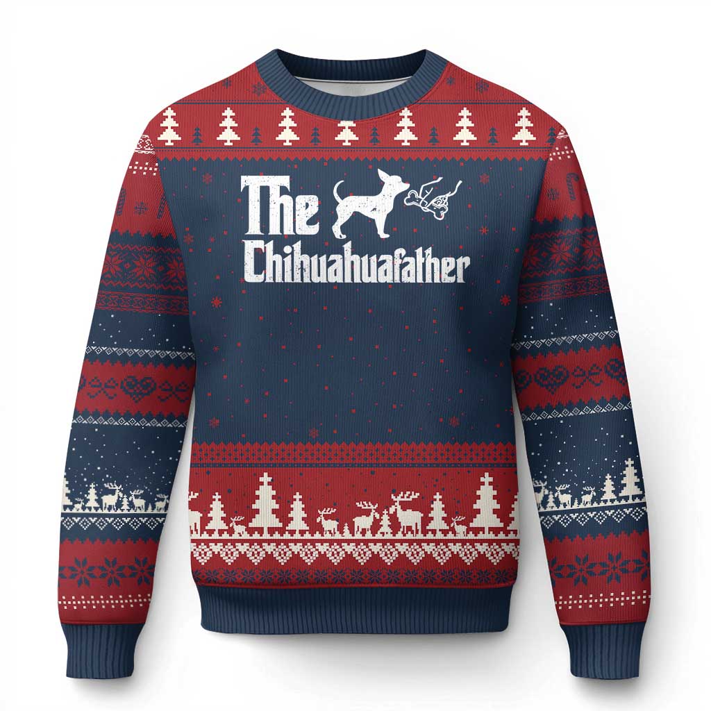 Chihuahua Dad Ugly Christmas Sweater Fathers Day Gifts For Dog Lovers TS10 Navy Red Print Your Wear