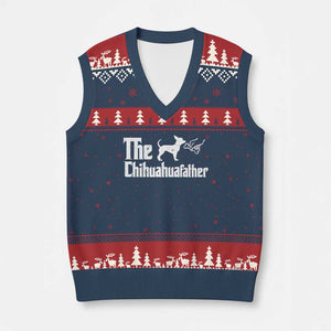 Chihuahua Dad V-Neck Knit Sweater Vest Fathers Day Gifts For Dog Lovers TS10 Navy Red Print Your Wear