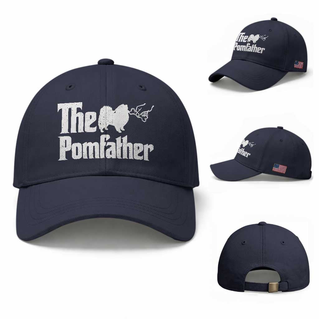 Pomeranian Dad Baseball Cap The Pom Father Fathers Day Gifts For Dog Lovers TS10 Baseball Cap Universal Fit Navy Print Your Wear