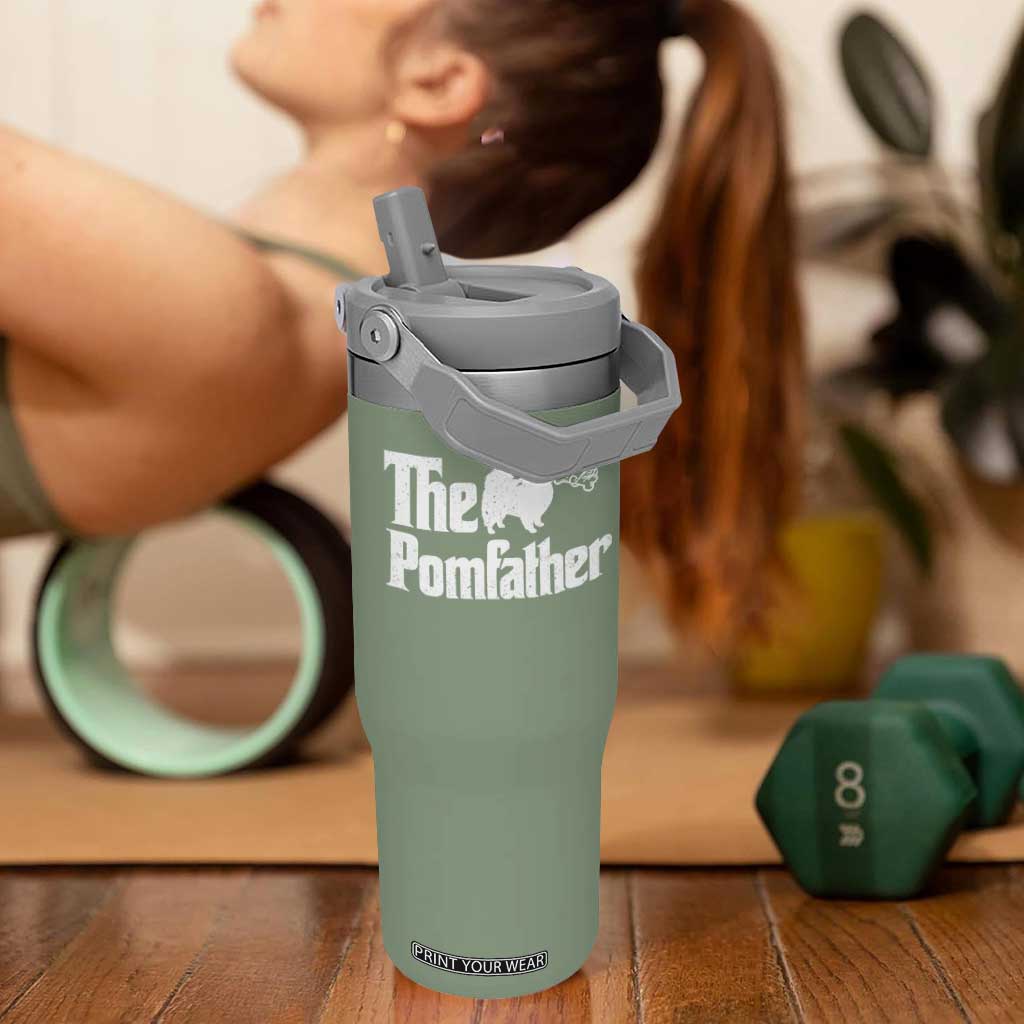 Pomeranian Dad Flip Straw Tumbler The Pom Father Fathers Day Gifts For Dog Lovers TS10 One Size: 30 oz Moss Green Print Your Wear