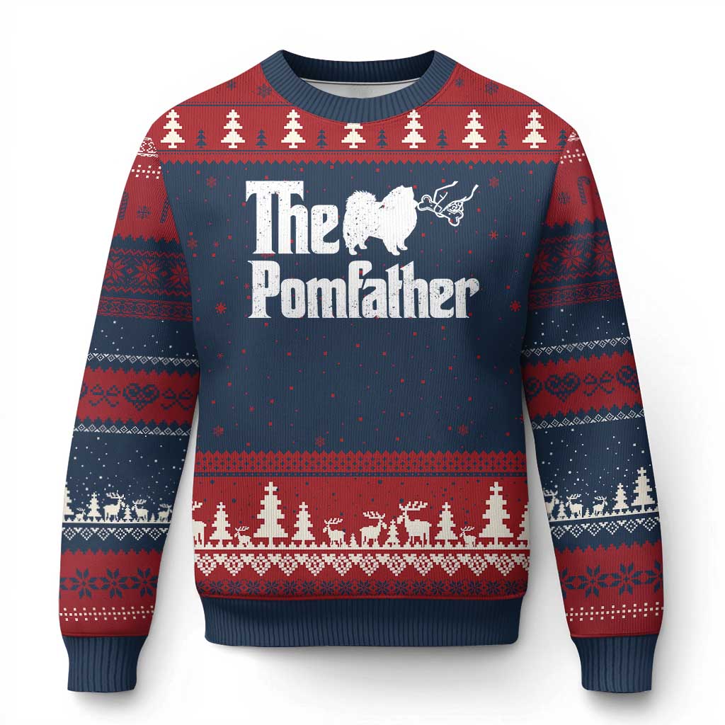 Pomeranian Dad Ugly Christmas Sweater The Pom Father Fathers Day Gifts For Dog Lovers TS10 Navy Red Print Your Wear