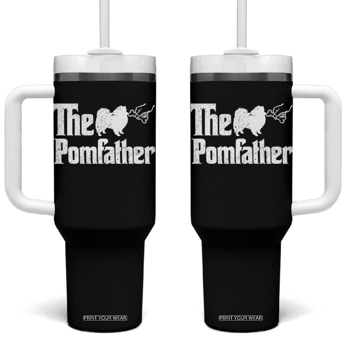 Pomeranian Dad Tumbler With Handle The Pom Father Fathers Day Gifts For Dog Lovers TS10 One Size: 40 oz Black Print Your Wear