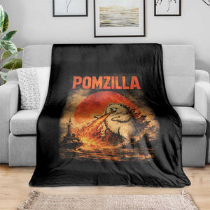 Pomzilla Dog Japanese Art Throw Blanket Retro Vintage Dog Lover Pomeranian Pom Monster Kaiju TS10 Print Your Wear