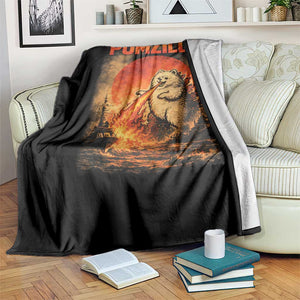 Pomzilla Dog Japanese Art Throw Blanket Retro Vintage Dog Lover Pomeranian Pom Monster Kaiju TS10 Print Your Wear