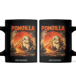 Pomzilla Dog Japanese Art Coffee Mug Retro Vintage Dog Lover Pomeranian Pom Monster Kaiju TS10 Black Print Your Wear