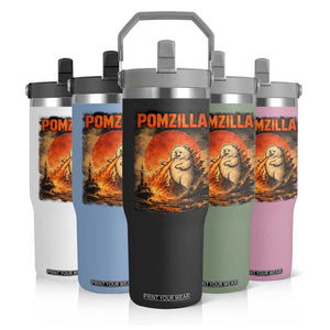 Pomzilla Dog Japanese Art Flip Straw Tumbler Retro Vintage Dog Lover Pomeranian Pom Monster Kaiju TS10 Print Your Wear