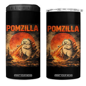 Pomzilla Dog Japanese Art 4 in 1 Can Cooler Tumbler Retro Vintage Dog Lover Pomeranian Pom Monster Kaiju TS10 One Size: 16 oz Black Print Your Wear
