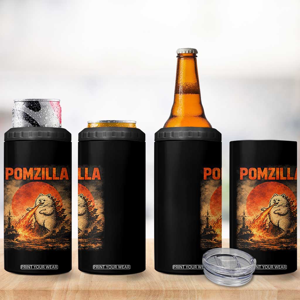 Pomzilla Dog Japanese Art 4 in 1 Can Cooler Tumbler Retro Vintage Dog Lover Pomeranian Pom Monster Kaiju TS10 Print Your Wear