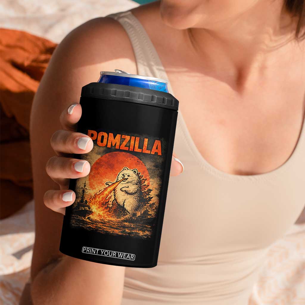 Pomzilla Dog Japanese Art 4 in 1 Can Cooler Tumbler Retro Vintage Dog Lover Pomeranian Pom Monster Kaiju TS10 Print Your Wear