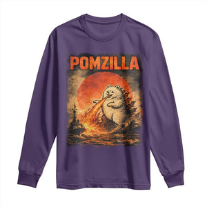 Pomzilla Dog Japanese Art Long Sleeve Shirt Retro Vintage Dog Lover Pomeranian Pom Monster Kaiju TS10 Purple Print Your Wear