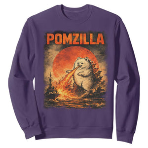 Pomzilla Dog Japanese Art Sweatshirt Retro Vintage Dog Lover Pomeranian Pom Monster Kaiju TS10 Purple Print Your Wear