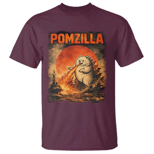 Pomzilla Dog Japanese Art T Shirt Retro Vintage Dog Lover Pomeranian Pom Monster Kaiju TS10 Maroon Print Your Wear