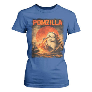 Pomzilla Dog Japanese Art T Shirt For Women Retro Vintage Dog Lover Pomeranian Pom Monster Kaiju TS10 Royal Blue Print Your Wear