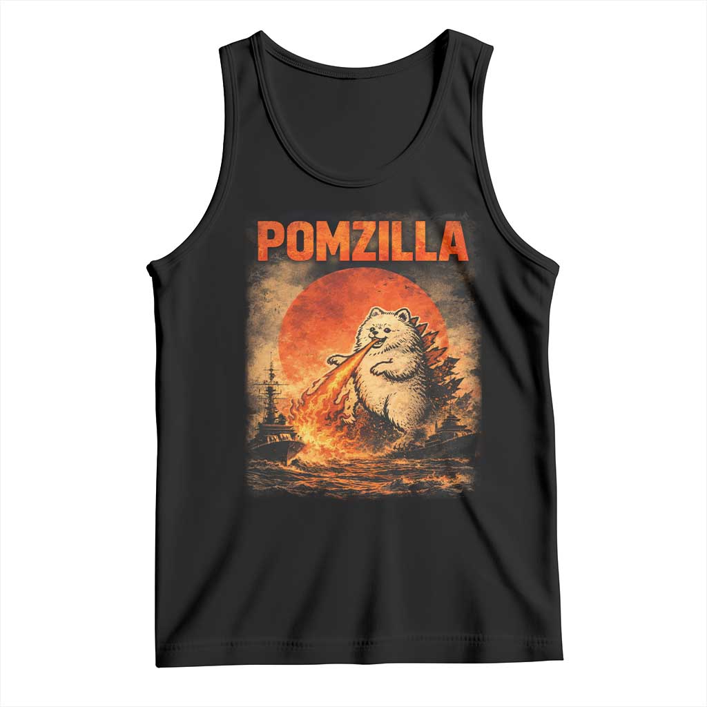 Pomzilla Dog Japanese Art Tank Top Retro Vintage Dog Lover Pomeranian Pom Monster Kaiju TS10 Black Print Your Wear