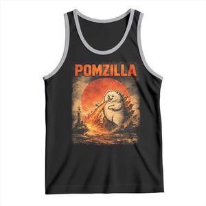 Pomzilla Dog Japanese Art Tank Top Retro Vintage Dog Lover Pomeranian Pom Monster Kaiju TS10 Black Athletic Heather Print Your Wear