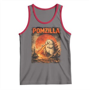 Pomzilla Dog Japanese Art Tank Top Retro Vintage Dog Lover Pomeranian Pom Monster Kaiju TS10 Deep Heather Red Print Your Wear