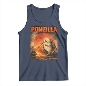 Pomzilla Dog Japanese Art Tank Top Retro Vintage Dog Lover Pomeranian Pom Monster Kaiju TS10 Navy Print Your Wear