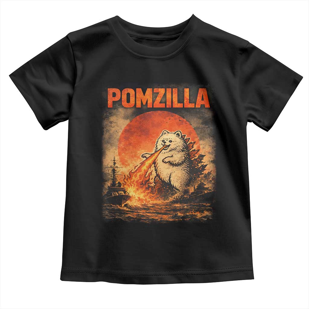 Pomzilla Dog Japanese Art Toddler T Shirt Retro Vintage Dog Lover Pomeranian Pom Monster Kaiju TS10 Black Print Your Wear