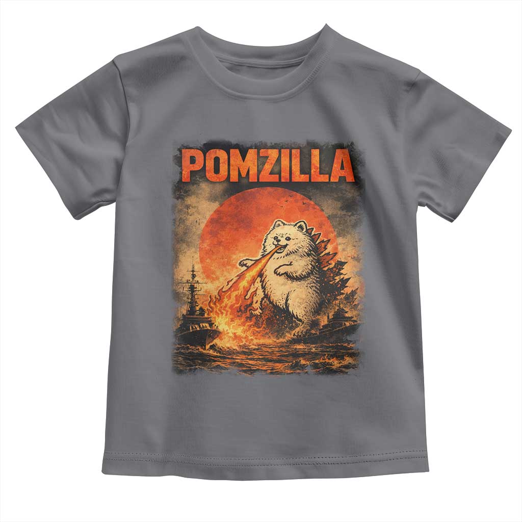 Pomzilla Dog Japanese Art Toddler T Shirt Retro Vintage Dog Lover Pomeranian Pom Monster Kaiju TS10 Charcoal Print Your Wear