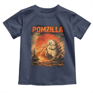 Pomzilla Dog Japanese Art Toddler T Shirt Retro Vintage Dog Lover Pomeranian Pom Monster Kaiju TS10 Navy Print Your Wear