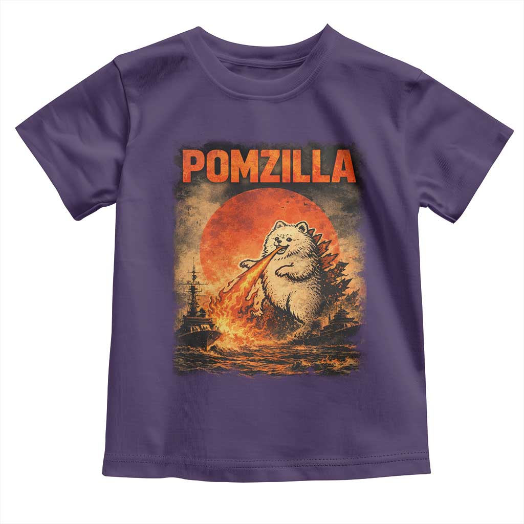 Pomzilla Dog Japanese Art Toddler T Shirt Retro Vintage Dog Lover Pomeranian Pom Monster Kaiju TS10 Purple Print Your Wear