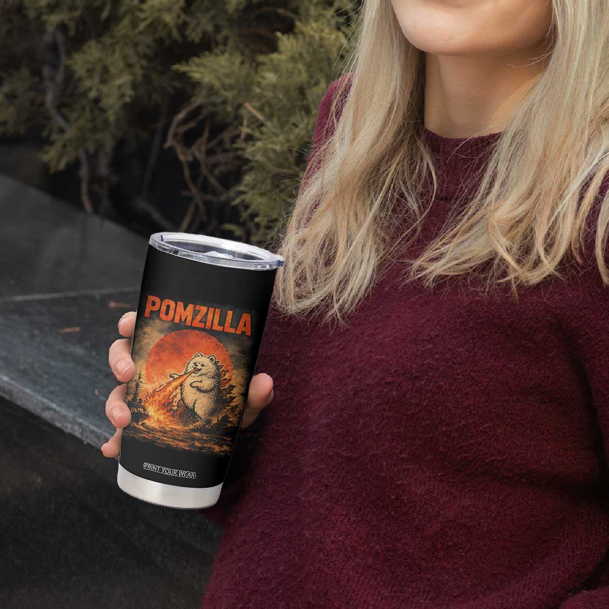 Pomzilla Dog Japanese Art Tumbler Cup Retro Vintage Dog Lover Pomeranian Pom Monster Kaiju TS10 Print Your Wear