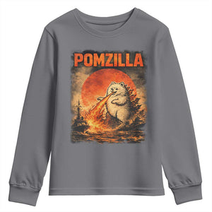 Pomzilla Dog Japanese Art Youth Sweatshirt Retro Vintage Dog Lover Pomeranian Pom Monster Kaiju TS10 Charcoal Print Your Wear