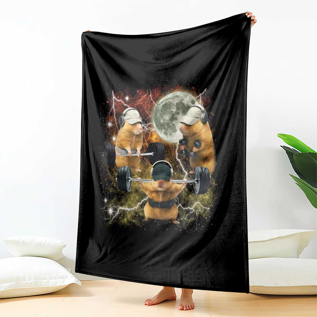 Hamster Deadlift Throw Blanket Funny Cute Rat Fitness Gym Weightlifting Meme TS10 Print Your Wear