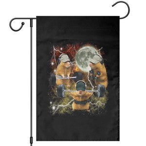 Hamster Deadlift Garden Flag Funny Cute Rat Fitness Gym Weightlifting Meme TS10 Black Print Your Wear