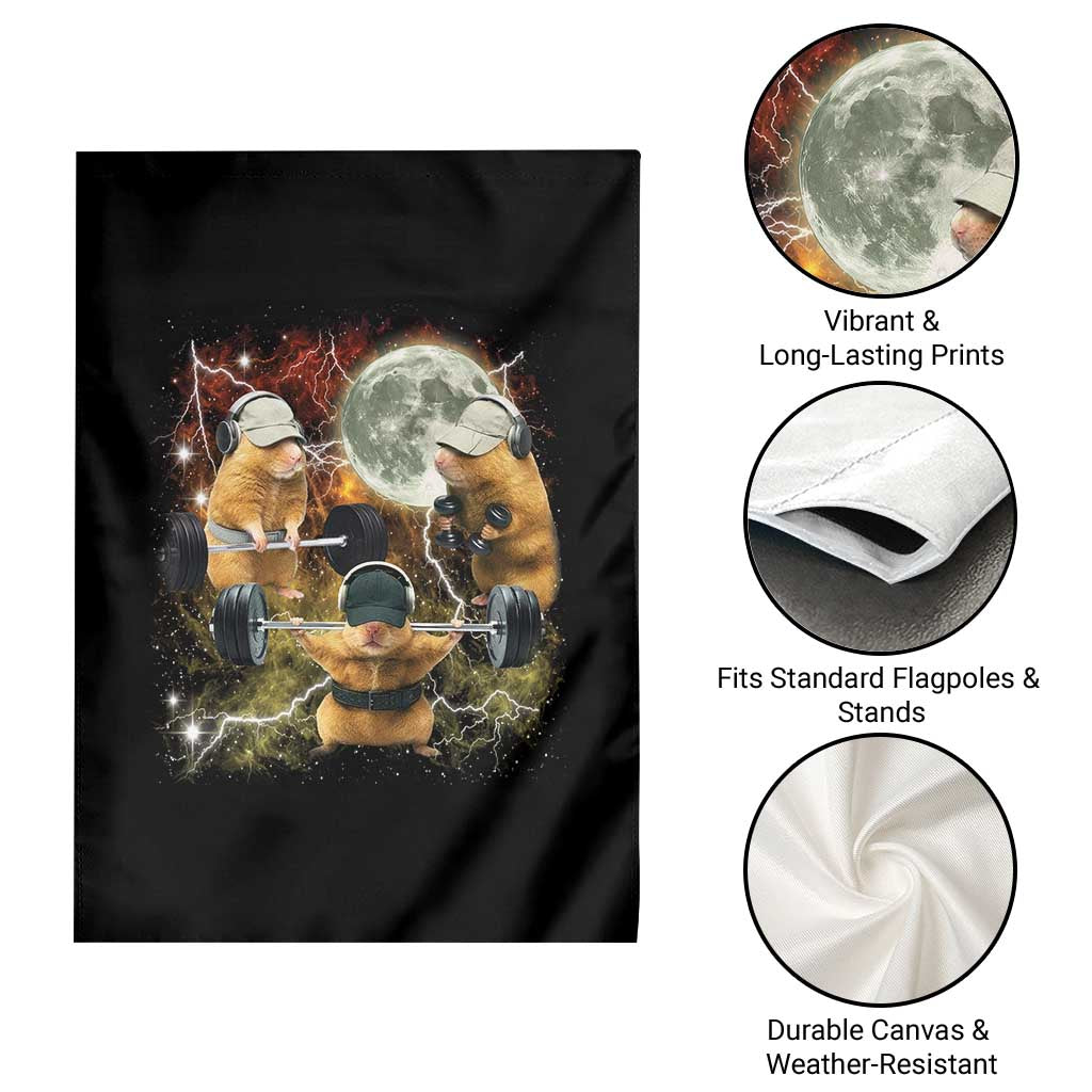 Hamster Deadlift Garden Flag Funny Cute Rat Fitness Gym Weightlifting Meme TS10 Print Your Wear