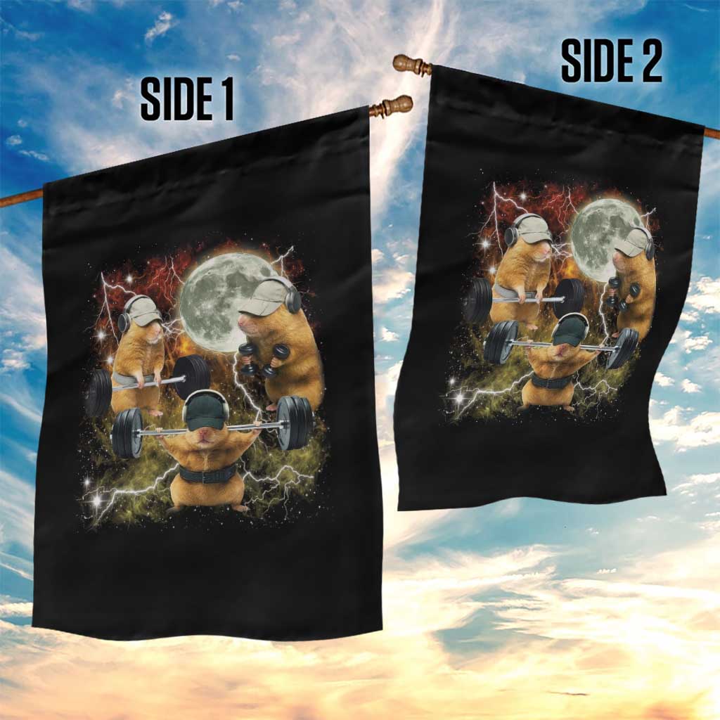 Hamster Deadlift Garden Flag Funny Cute Rat Fitness Gym Weightlifting Meme TS10 Print Your Wear